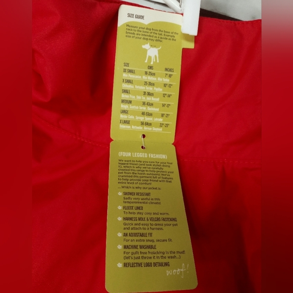 NWT 🐕‍🦺 L Fleece Lined, Water Resistant, Red Dog Coat | Size LARGE - Picture 7 of 8